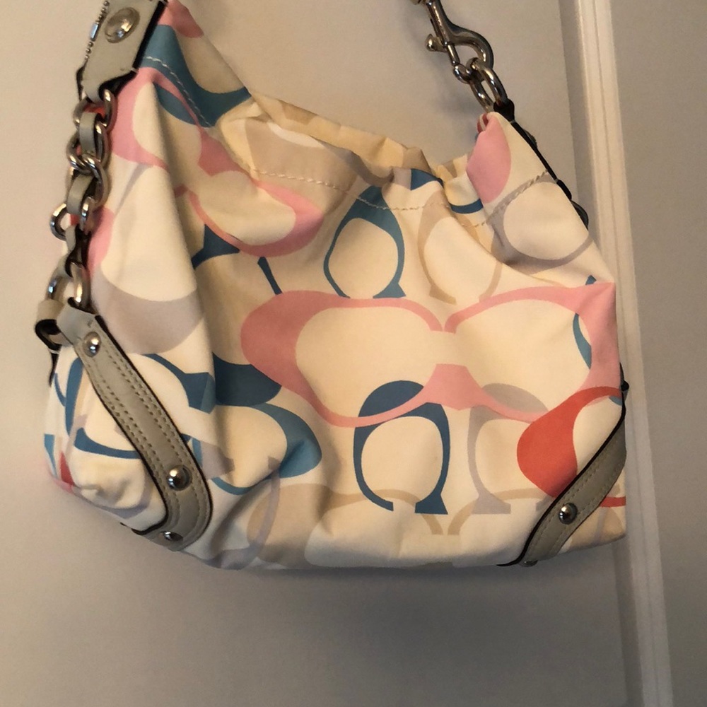 Small hobo coach purse white with many summer colors